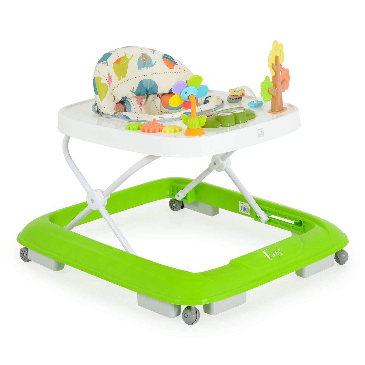 Moni Lauflernhilfe Forest Lieder Lichter Spielcenter Räder faltbar Stopper 12 kg grün