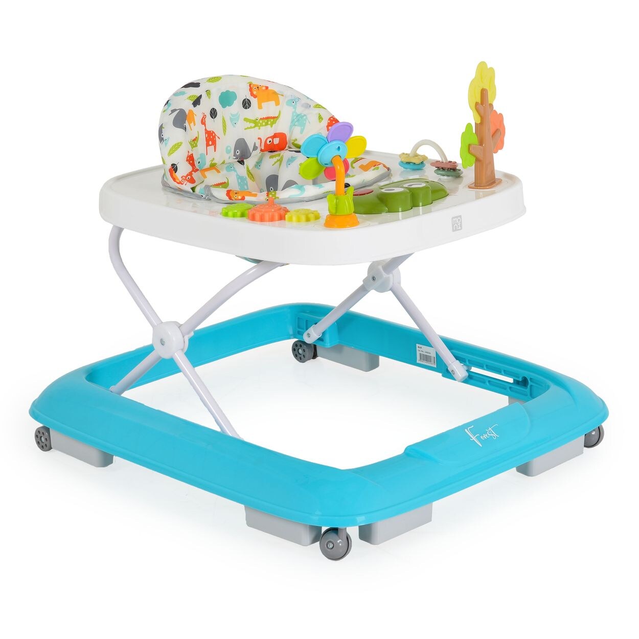 Moni Lauflernhilfe Forest Lieder Lichter Spielcenter Räder faltbar Stopper 12 kg blau weiß