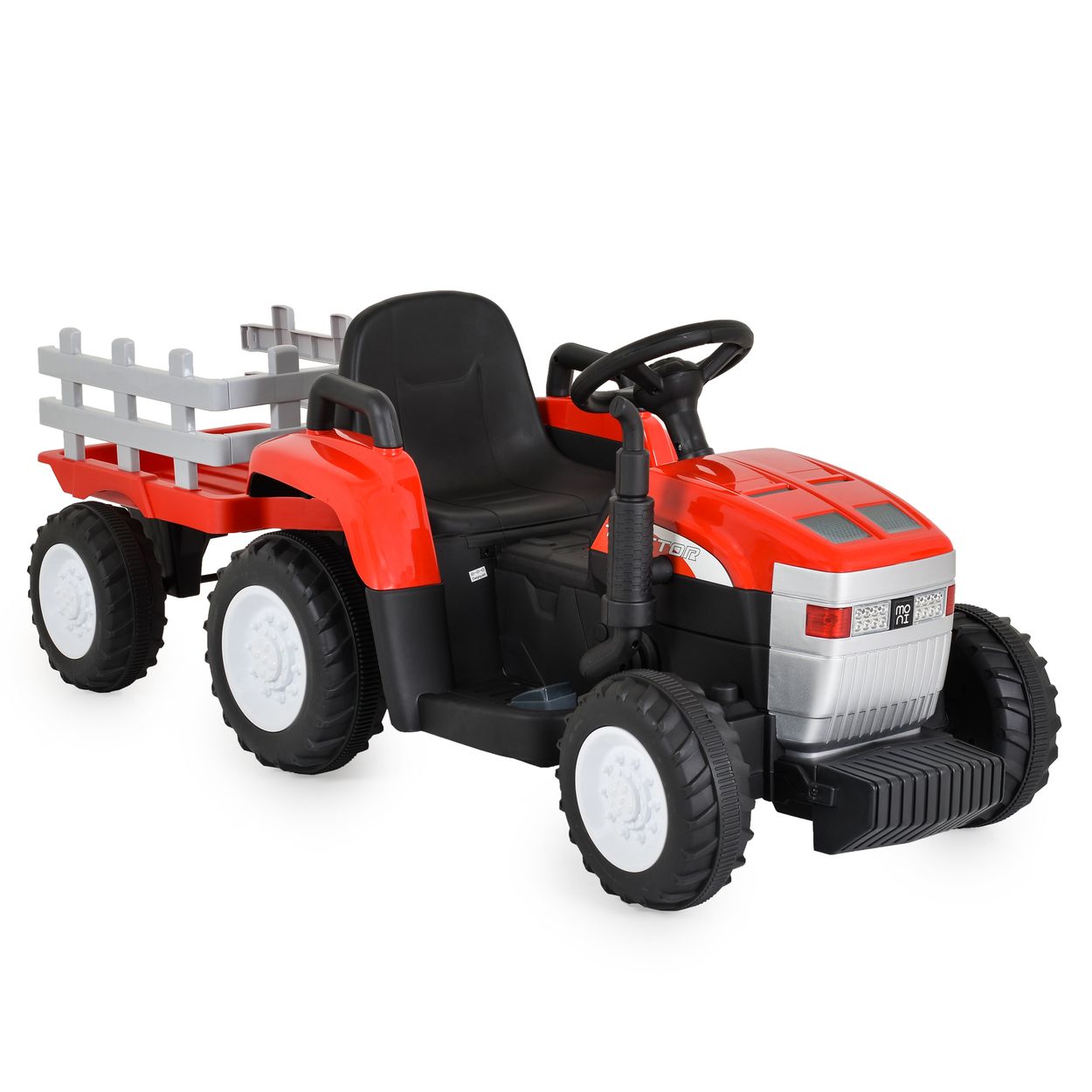 Moni Kinder Elektrotraktor Dallas mit Anh&auml;nger, Fernbedienung, Musik, Lichter rot - Bild 1