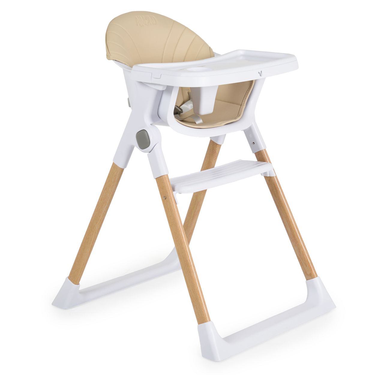 Cangaroo Kinderhochstuhl Almond Holzoptik klappbar Doppeltablett Sicherheitsgurt beige - Bild 1
