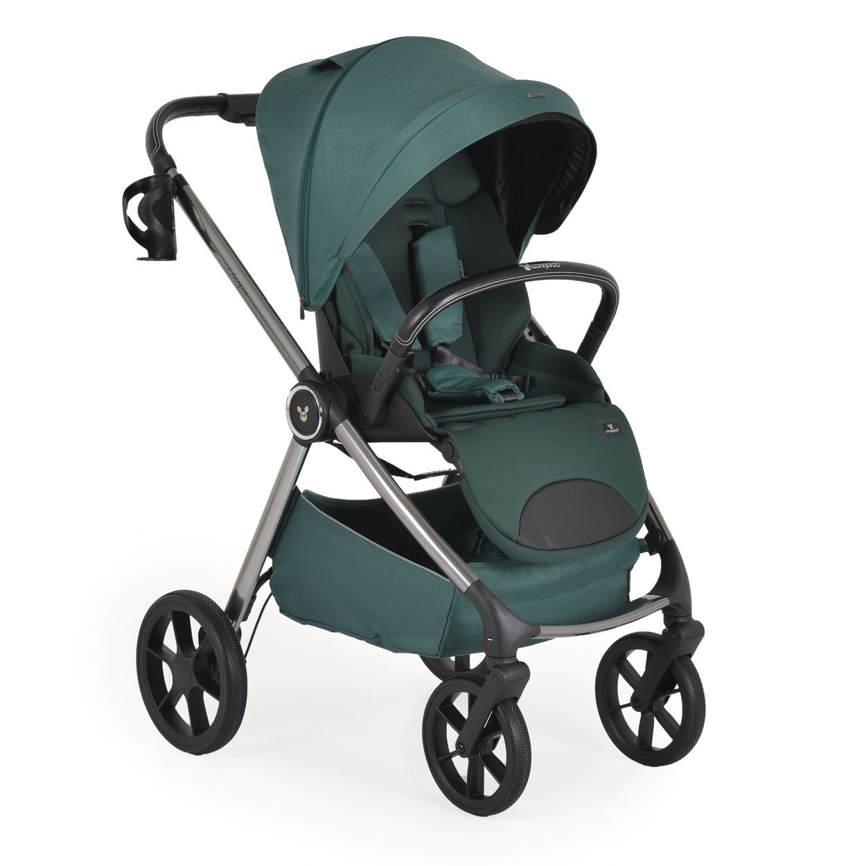 Cangaroo Kombikinderwagen Unique 3 in 1 Babyschale Sto&szlig;d&auml;mpfer PU-R&auml;der Tasche gr&uuml;n - Bild 1