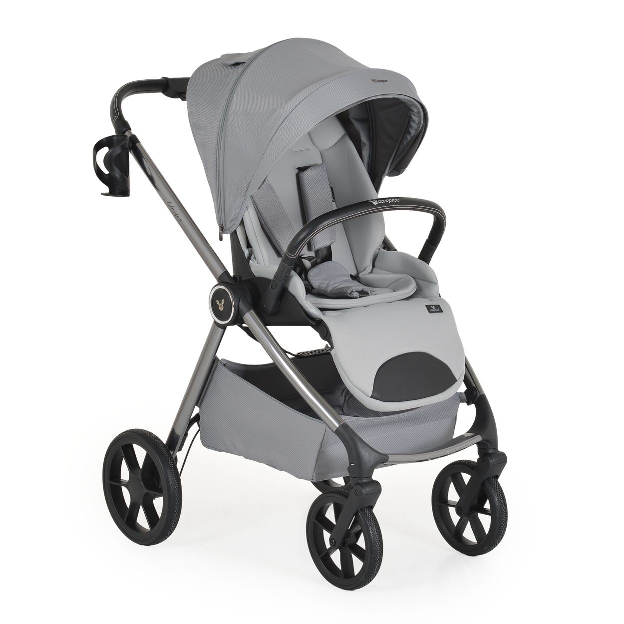 Cangaroo Kombikinderwagen Unique 3 in 1 Babyschale Sto&szlig;d&auml;mpfer PU-R&auml;der Tasche grau - Bild 1