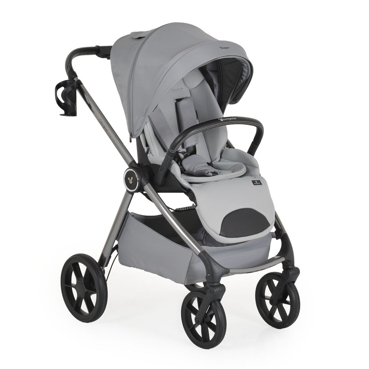 Cangaroo Kombikinderwagen Unique 3 in 1 Babyschale Stoßdämpfer PU-Räder Tasche grau