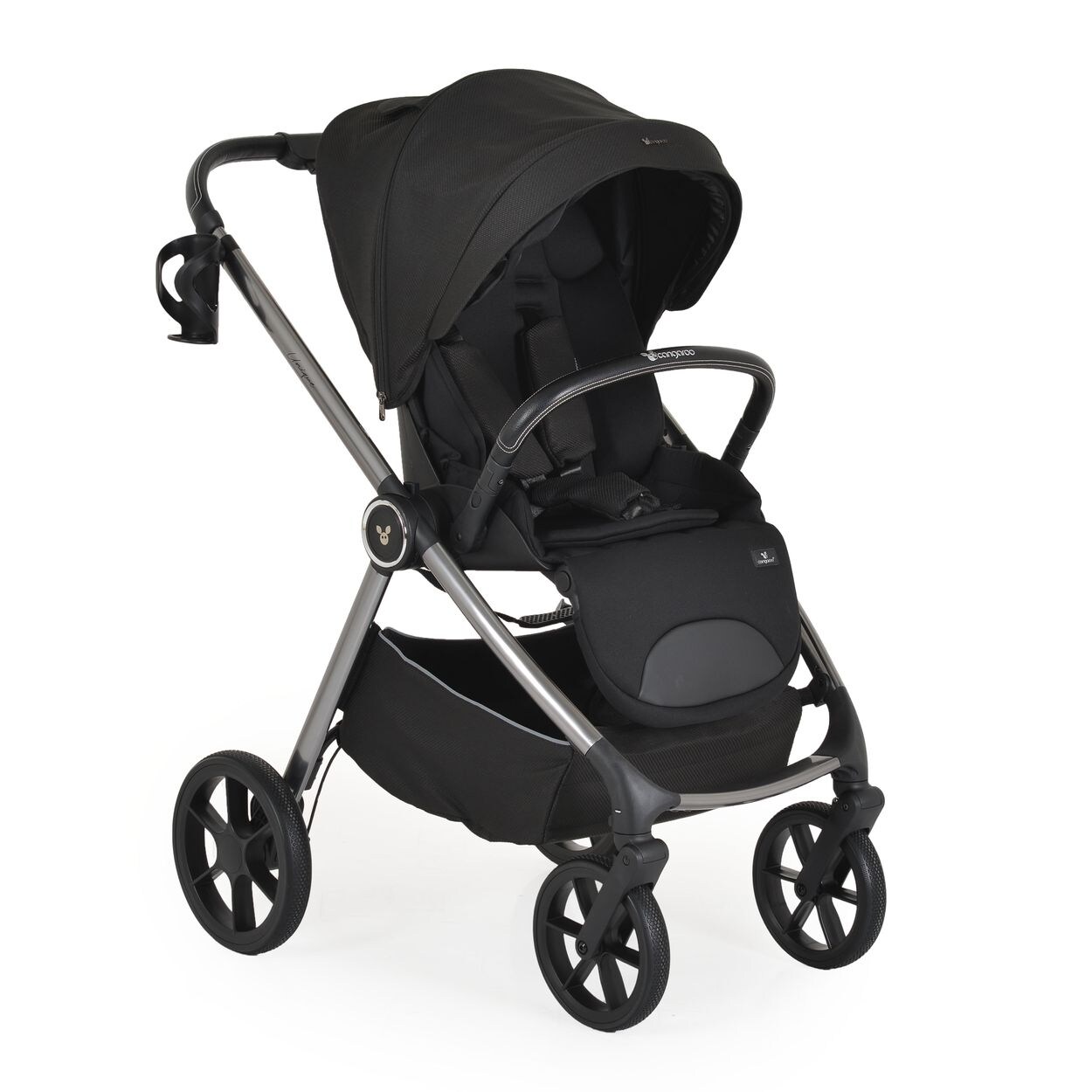 Cangaroo Kombikinderwagen Unique 3 in 1 Babyschale Stoßdämpfer PU-Räder Tasche schwarz | 03800146236847