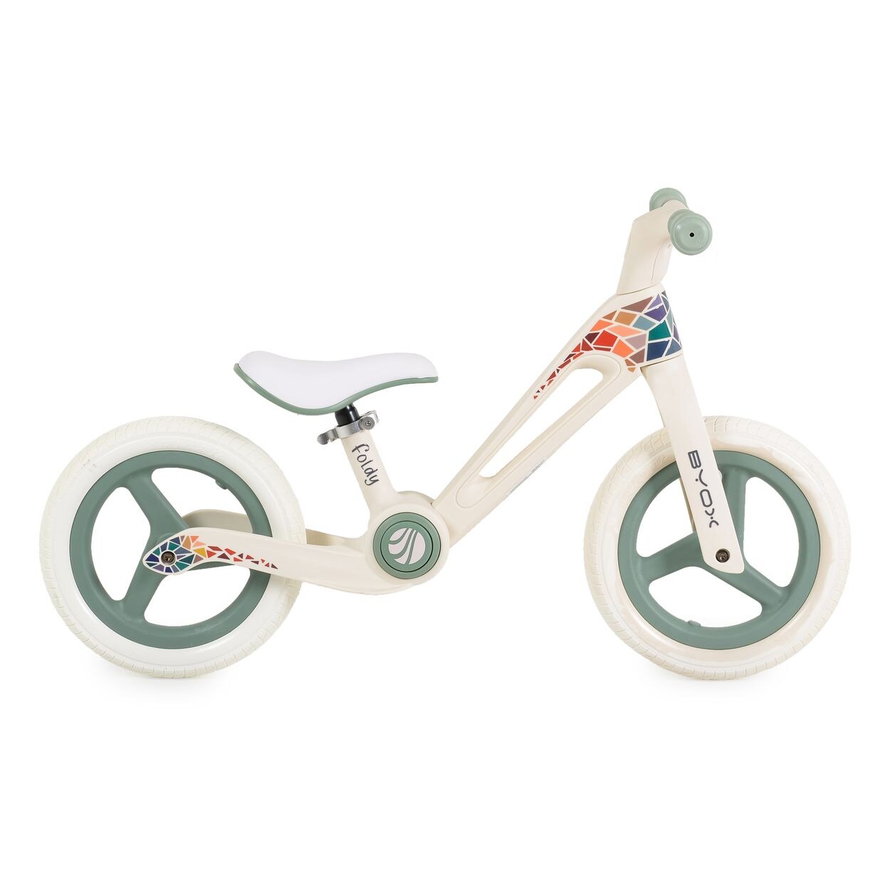 Byox Laufrad Foldy 12 Zoll, PU-Reifen, klappbar, verstellbarer Sitz, bis 35 kg grün