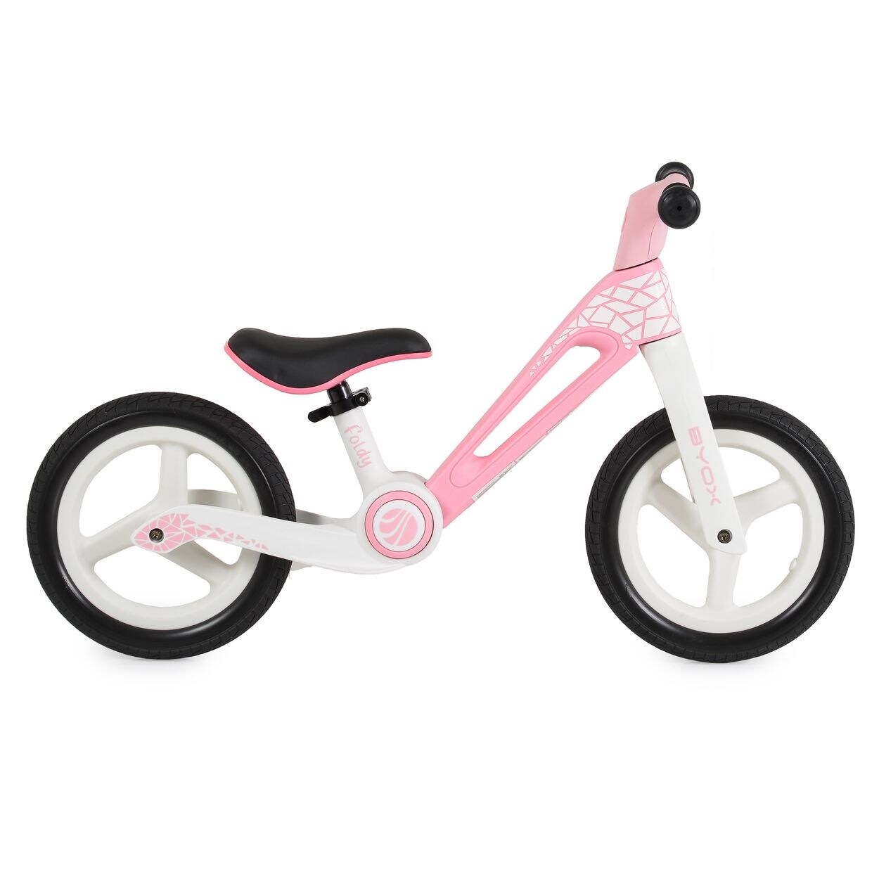 Byox Laufrad Foldy 12 Zoll, PU-Reifen, klappbar, verstellbarer Sitz, bis 35 kg rosa