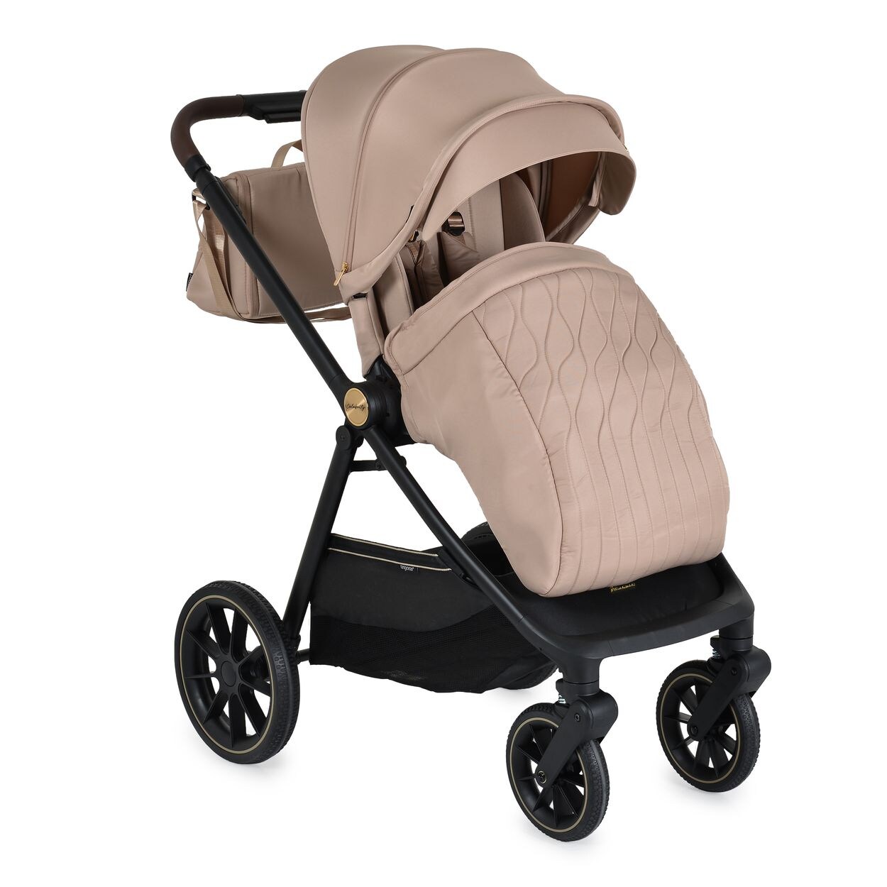 Cangaroo Kombikinderwagen Celebrity 2 in 1 Stoßdämpfer PU-Rollen Wickeltasche beige
