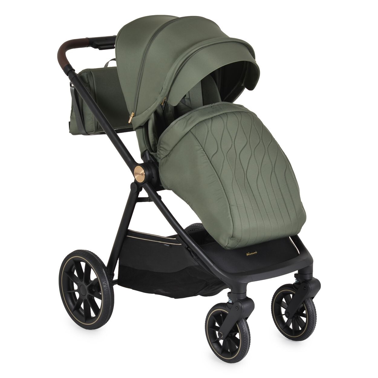 Cangaroo Kombikinderwagen Celebrity 2 in 1 Stoßdämpfer PU-Rollen Wickeltasche grün
