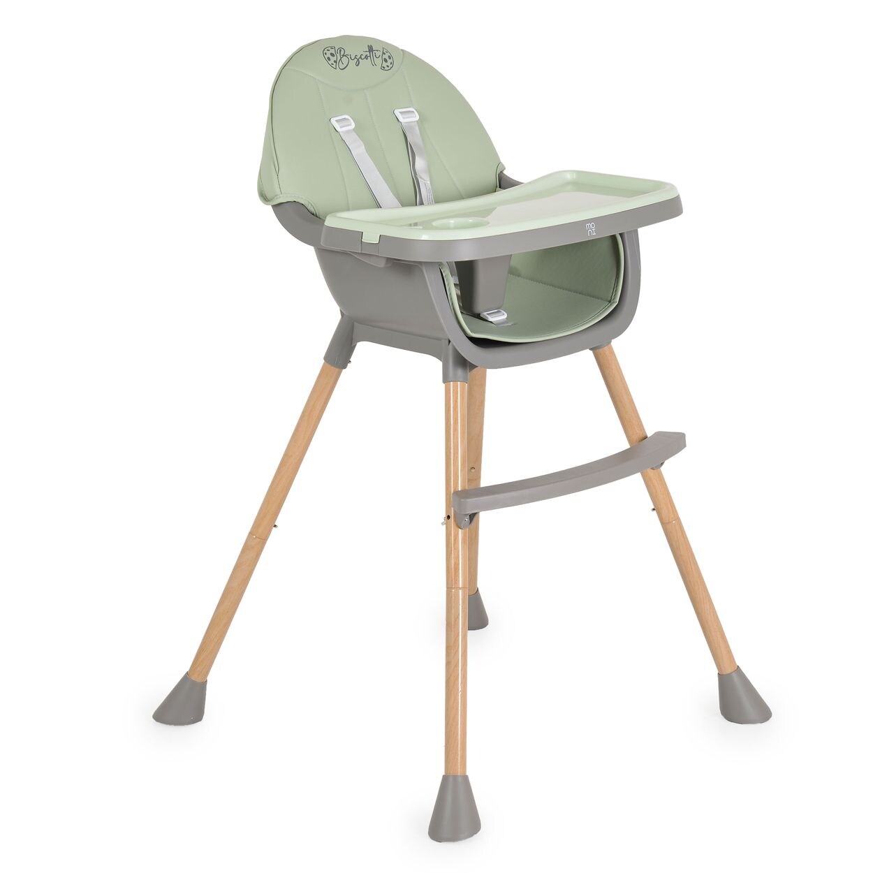 Moni Kinderhochstuhl Biscotti 2 in 1 Kinderstuhl Anti-Rutsch-Füße Doppeltablett grün