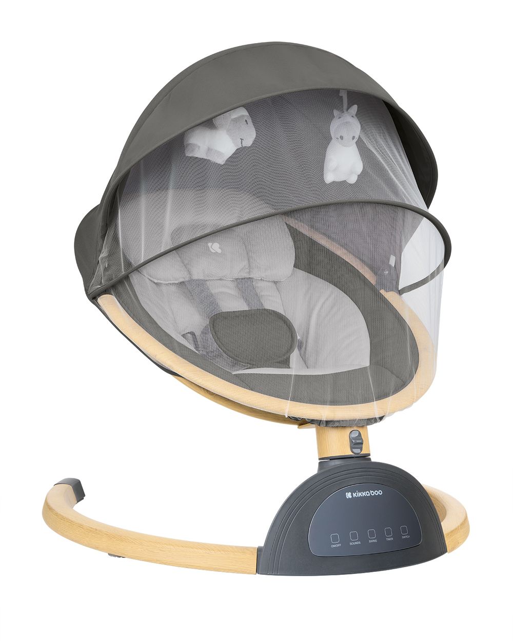 Kikka boo Babywippe Ashlee elektrisch Seitw&auml;rtsschaukel Musik Moskitonetz Timer dunkelgrau - Bild 1