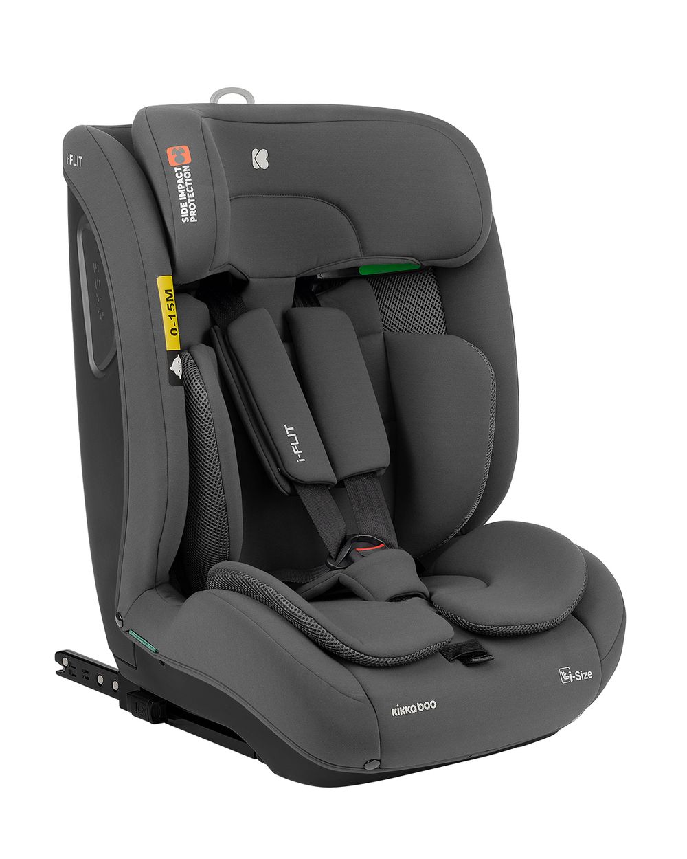 Kikka boo Kindersitz i-Flit i-Size (76-150cm) Isofix Kopfst&uuml;tze verstellbar SPS dunkelgrau - Bild 1