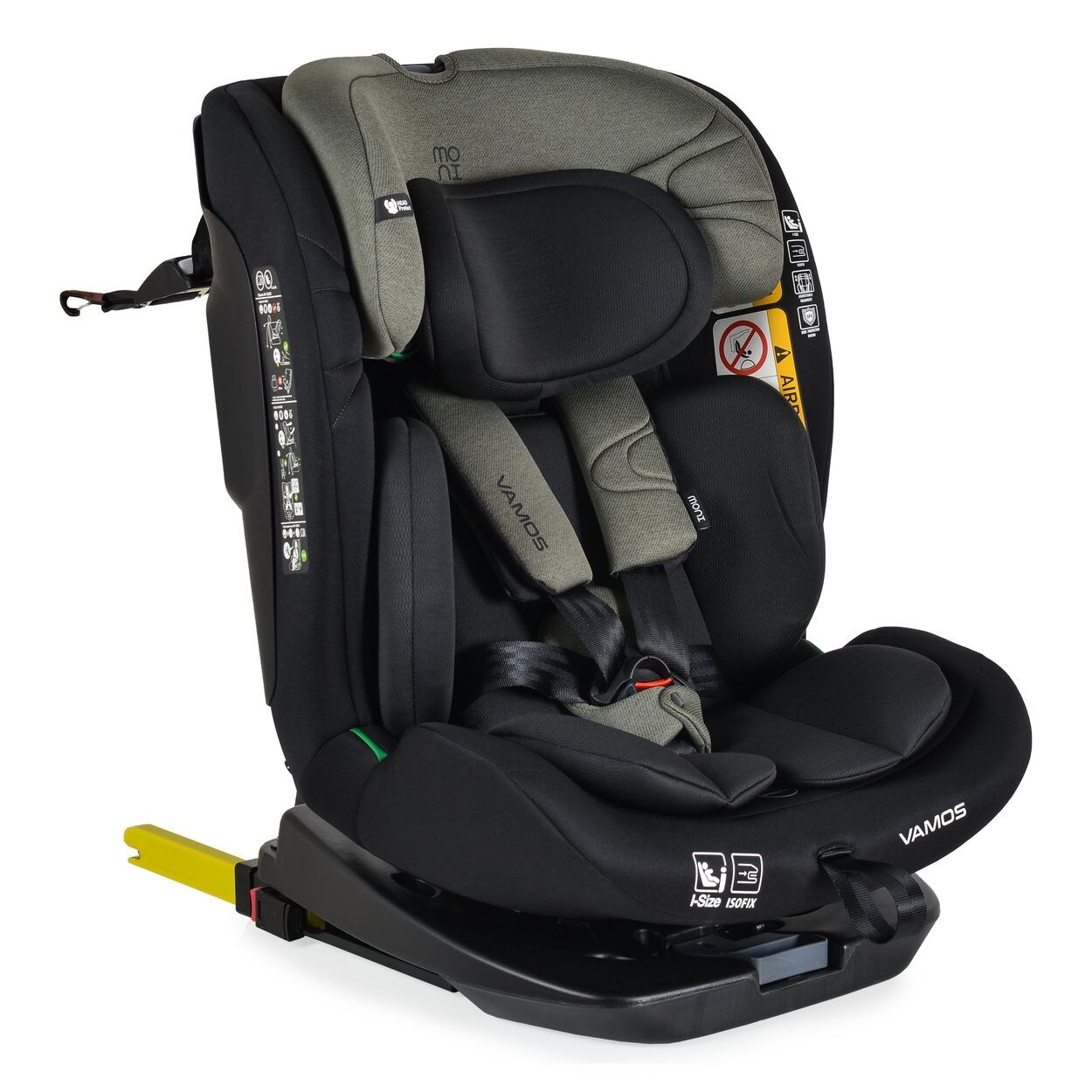 Moni Kindersitz Vamos i-Size (40-150cm) Gruppe 0/1/2/3 Isofix Top Tether Gurt grün