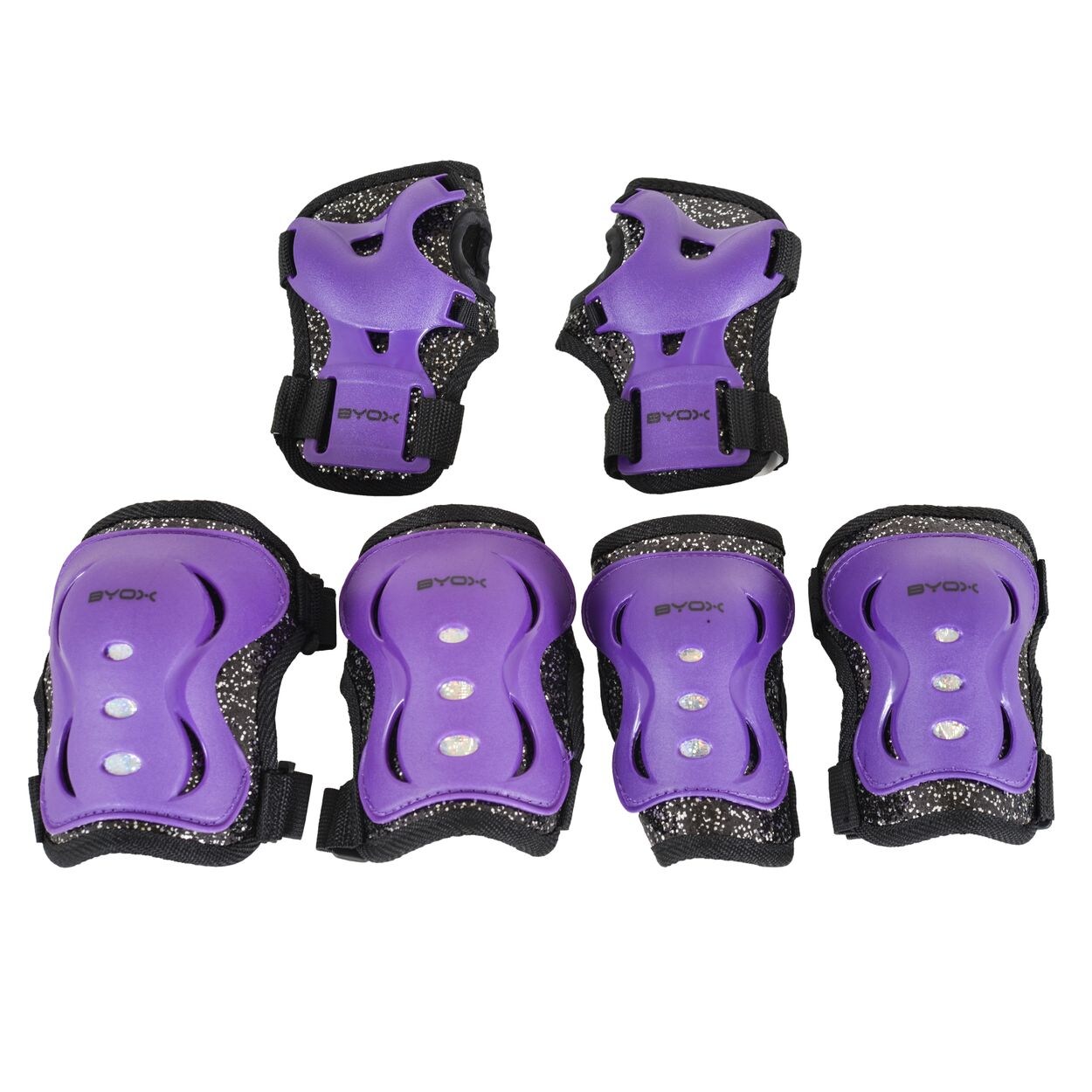 Byox Schutzausrüstung Sparkle Verschlussband Knie- Hand- und Ellenbogenschützer Gr.S