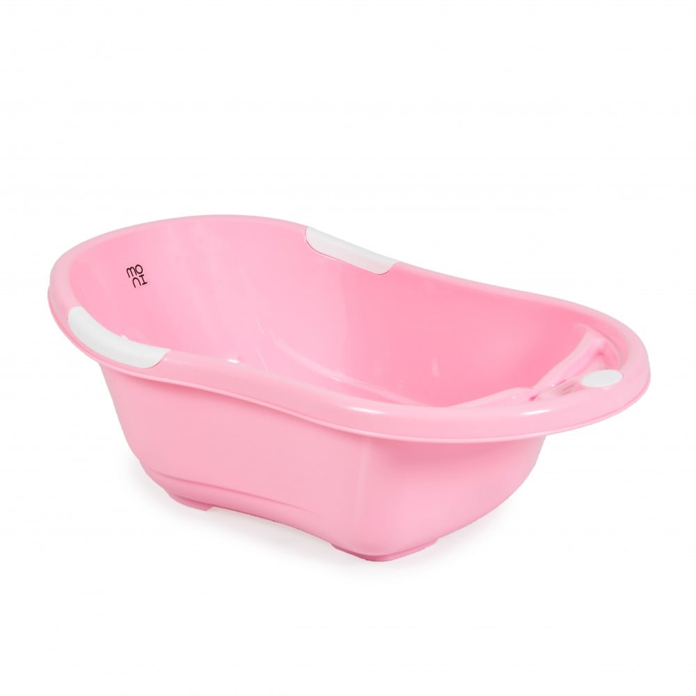 Babybadewanne Lilly platzsparend mit Wasserablauf, Ablagef&auml;cher f&uuml;r Zubeh&ouml;r rosa - Bild 1