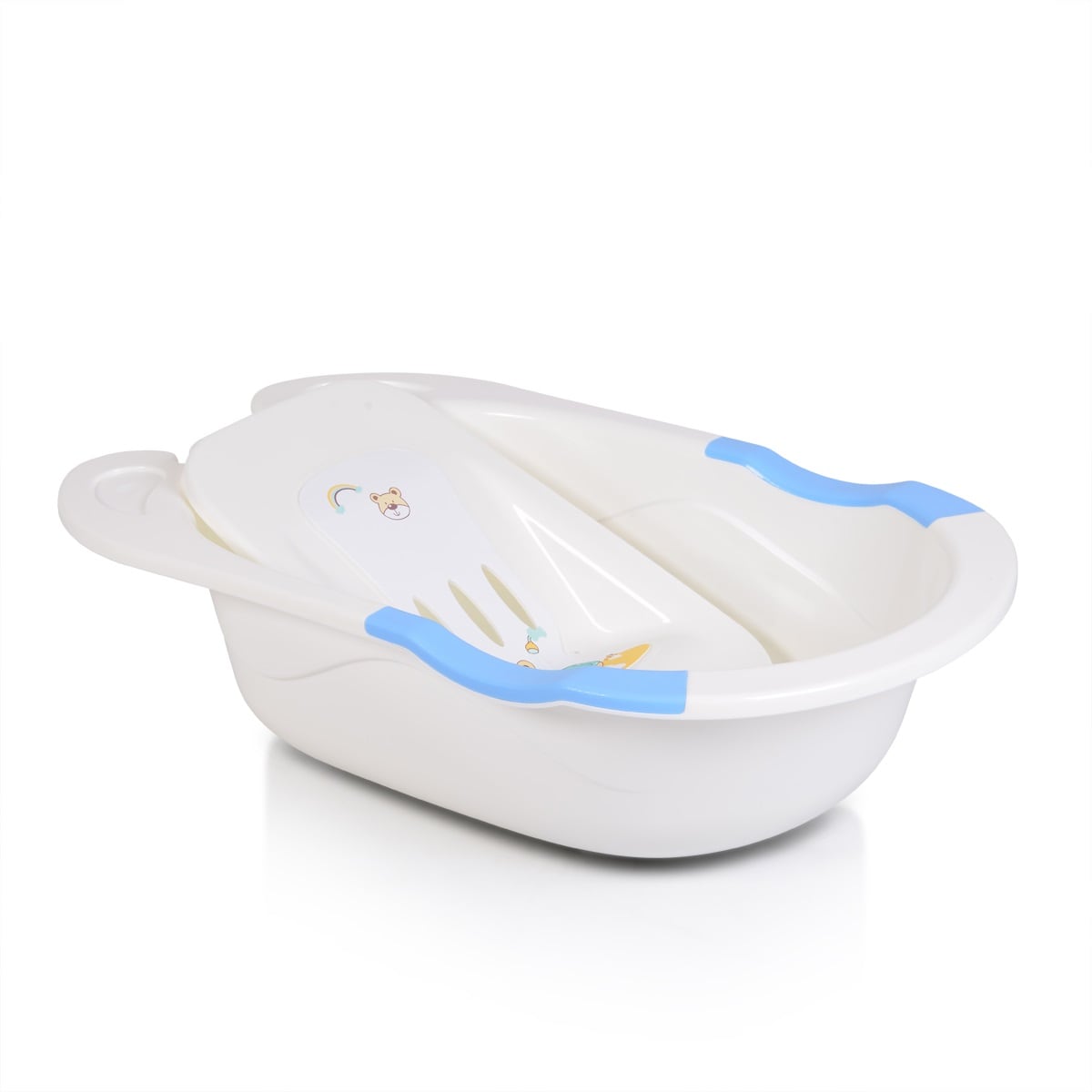 Moni Babybadewanne Starfish 86 cm, mit Wasserablauf, herausnehmbare Innenmatte blau - Bild 1