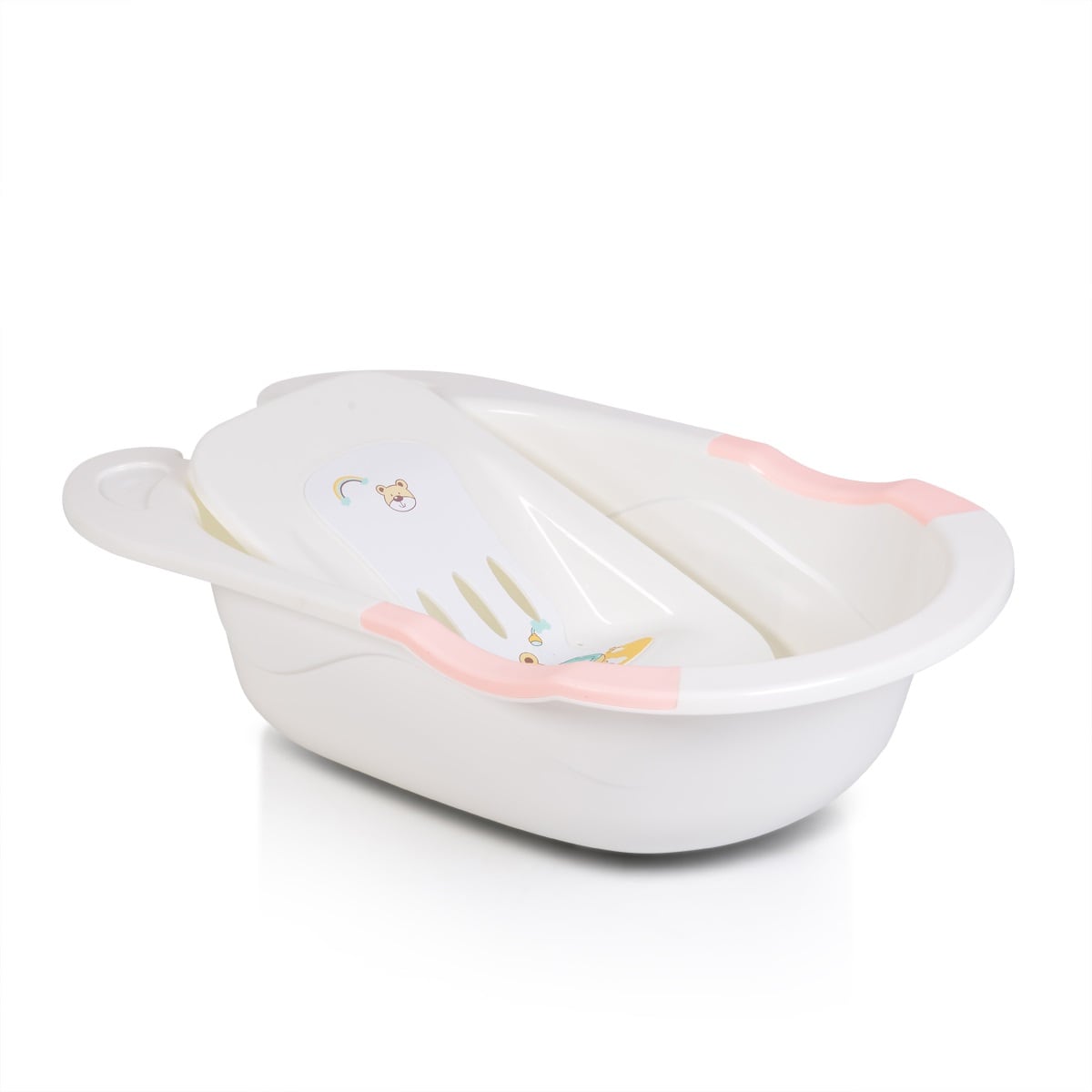 Moni Babybadewanne Starfish 86 cm, mit Wasserablauf, herausnehmbare Innenmatte rosa - Bild 1