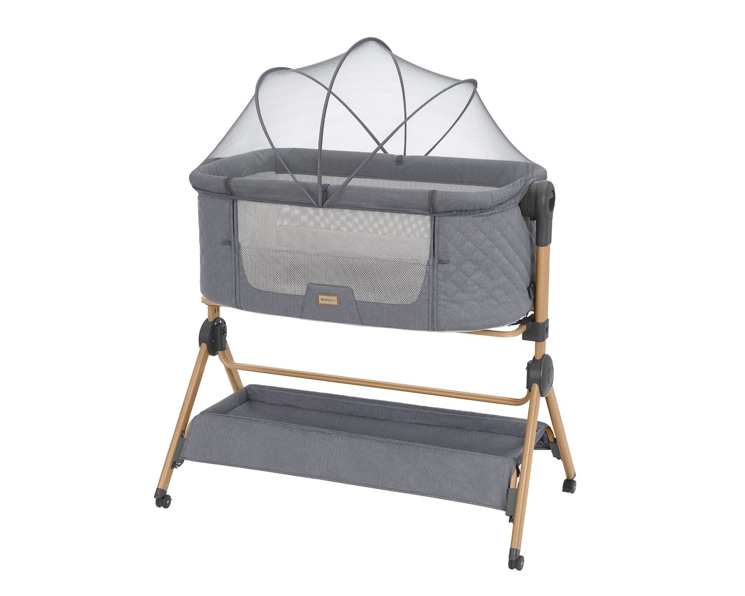 Kikka boo Beistellbett Sleat Me 2 in 1 Hochstuhl, h&ouml;henverstellbar, Moskitonetz grau - Bild 1