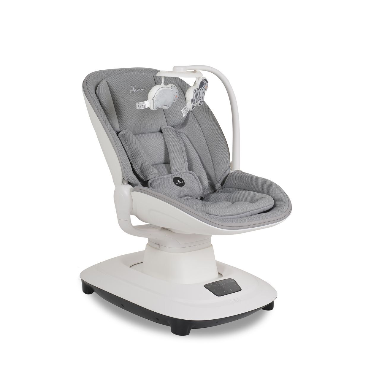 Cangaroo Babywippe Hera elektrisch, Musik, Moskitonetz, 360-Grad-Drehung, Timer hellgrau