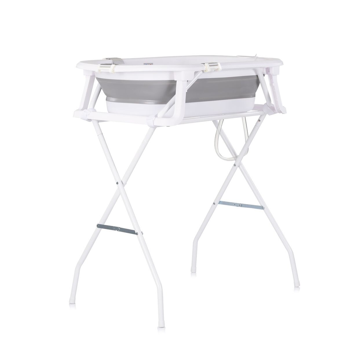 Chipolino Babybadewanne-Set Malibu 78 cm, Ständer, klappbar, Thermometer, Ablauf grau