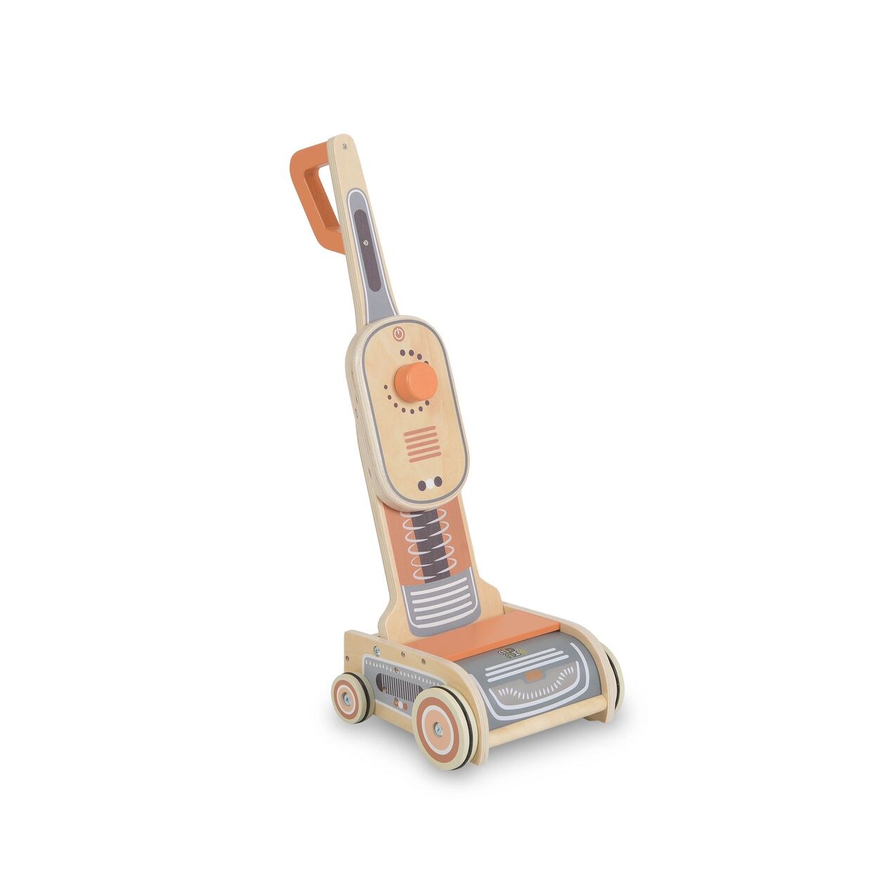Moni Kinder-Spielzeug Staubsauger W10D888 Holz, Spiel-Schmutz, Räder, ab 3 Jahre orange