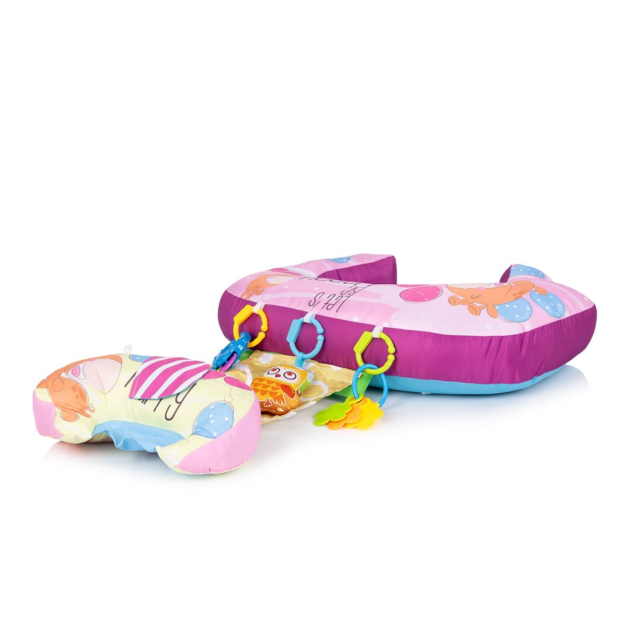Chipolino Babykissen 5 in 1 Stillkissen, Spielkissen, Greiflinge, Stützkissen pink | 03800933001474