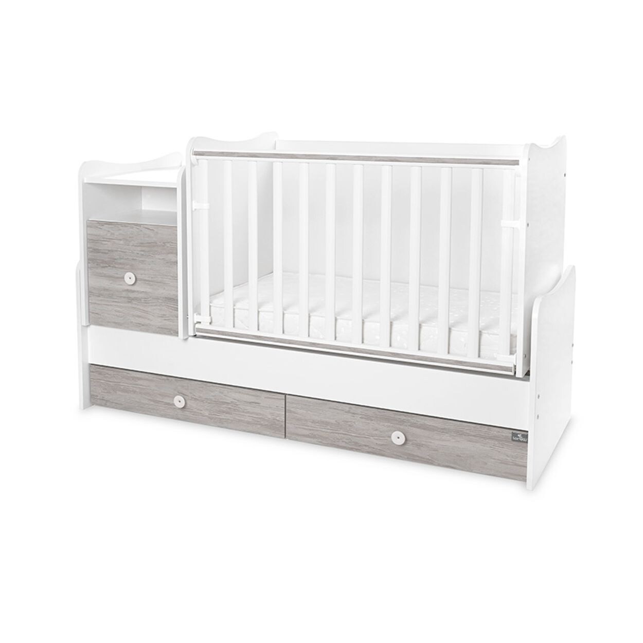 Lorelli Babybett Trend Plus 70x160cm Schreibtisch Kinderbett Schubladen Kommode weiß grau