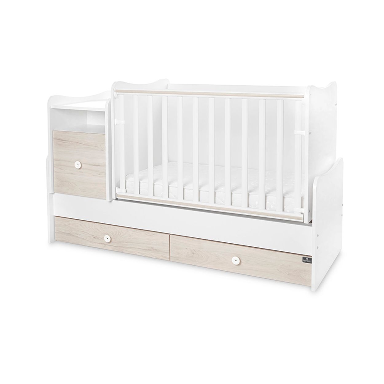 Lorelli Babybett Trend Plus 70x160cm Schreibtisch Kinderbett Schubladen Kommode hellbraun - Bild 1