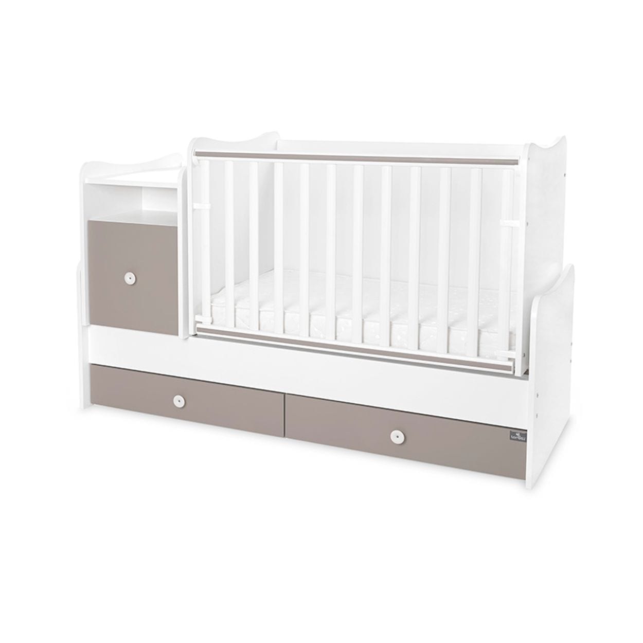 Lorelli Babybett Trend Plus 70x160cm Schreibtisch Kinderbett Schubladen Kommode hellgrau - Bild 1