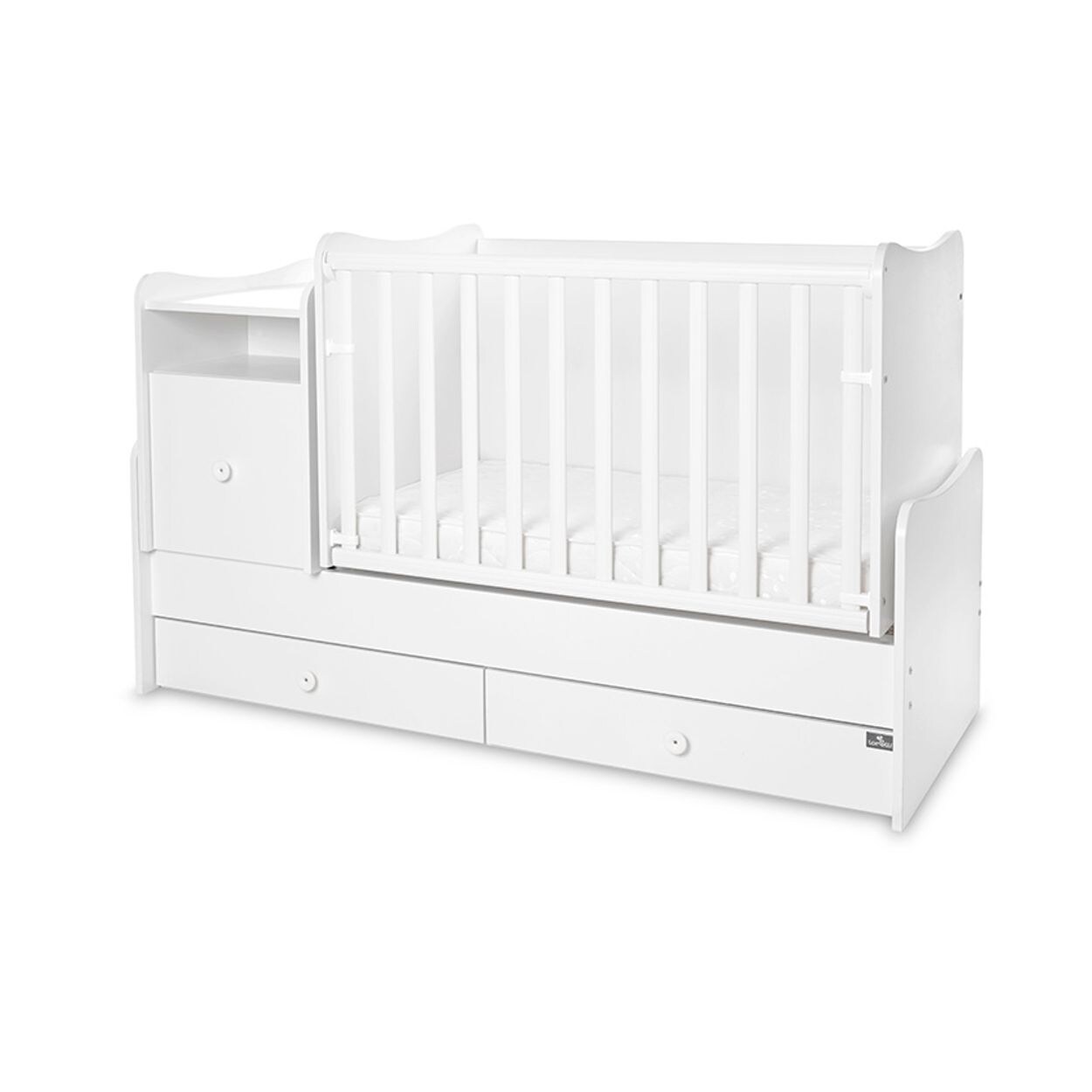 Lorelli Babybett Trend Plus 70x160cm Schreibtisch Kinderbett Schubladen Kommode weiß