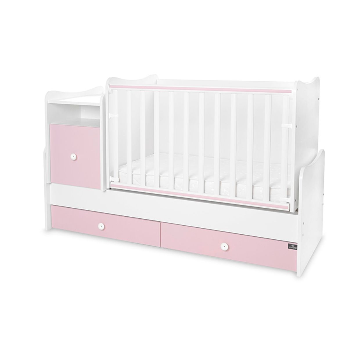 Lorelli Babybett Trend Plus 70x160cm Schreibtisch Kinderbett Schubladen Kommode pink - Bild 1
