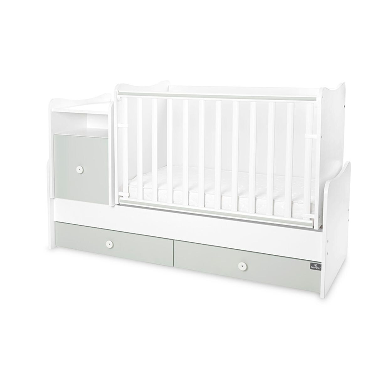 Lorelli Babybett Trend Plus 70x160cm Schreibtisch Kinderbett Schubladen Kommode grün