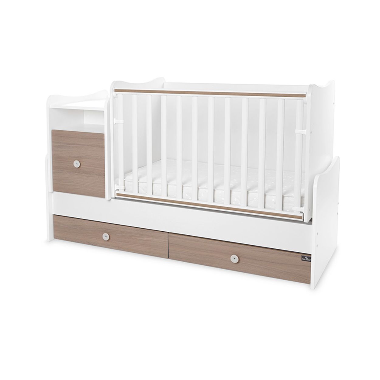 Lorelli Babybett Trend Plus 70x160cm Schreibtisch Kinderbett Schubladen Kommode braun - Bild 1