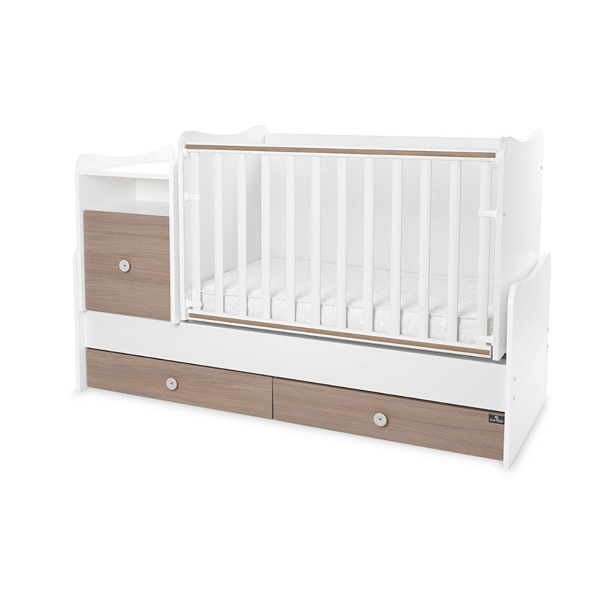 Lorelli Babybett Trend Plus 70x160cm Schreibtisch Kinderbett Schubladen Kommode braun