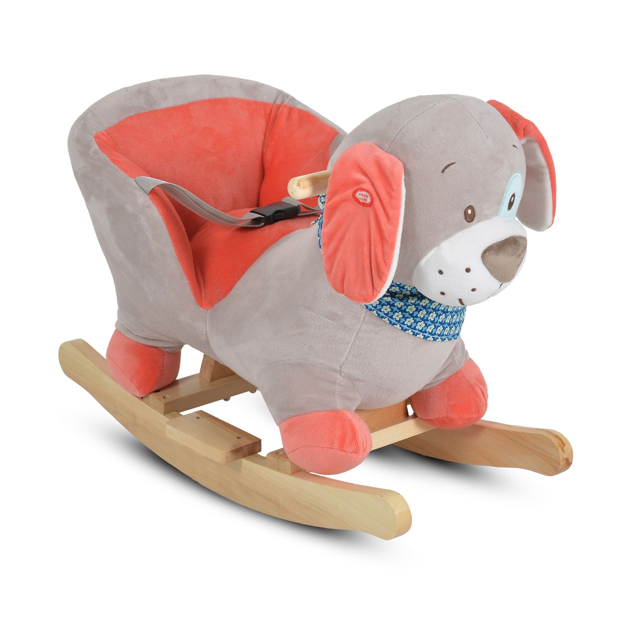 Moni Schaukeltier Ollie Hund Pl&uuml;sch Musikfunktion mit Handgriffe ab 12 Monaten grau - Bild 1