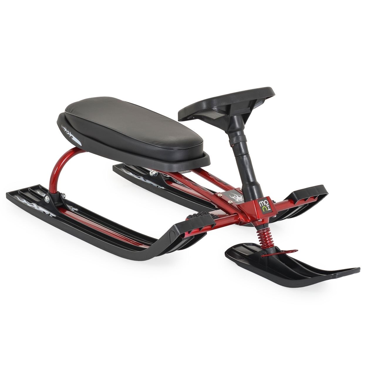 Moni Schlitten Snowy Lenkrad Lenkschlitten Zugseil lenkbar wasserdicht bis 50 kg rot - Bild 1