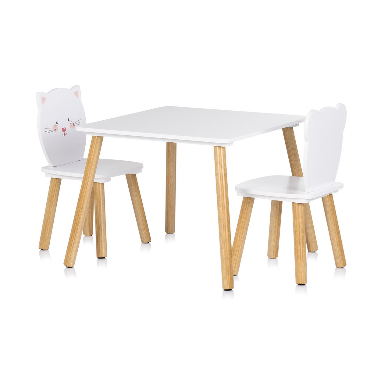 Chipolino Kinder Tischset Tiermotiv Tisch 2 St&uuml;hle, Holz, Sitzgruppe, ab 2 Jahre wei&szlig; - Bild 1