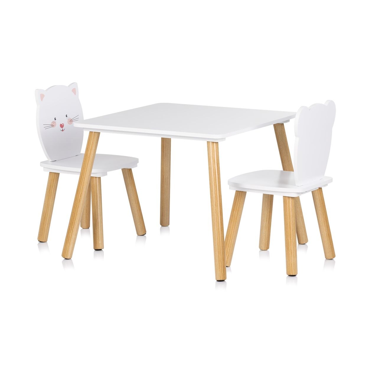 Chipolino Kinder Tischset Tiermotiv Tisch 2 Stühle, Holz, Sitzgruppe, ab 2 Jahre weiß