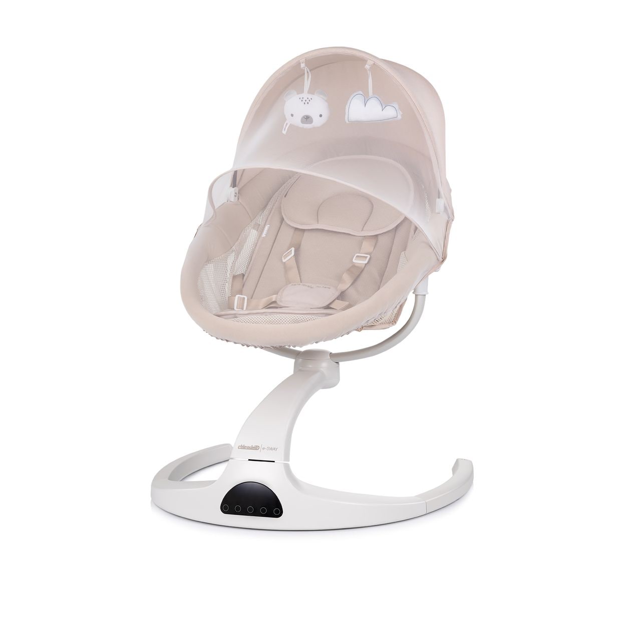 Chipolino Babywippe E-Sway Fernbedienung Musik Bluetooth Pl&uuml;schtiere Timer Gurt beige - Bild 1