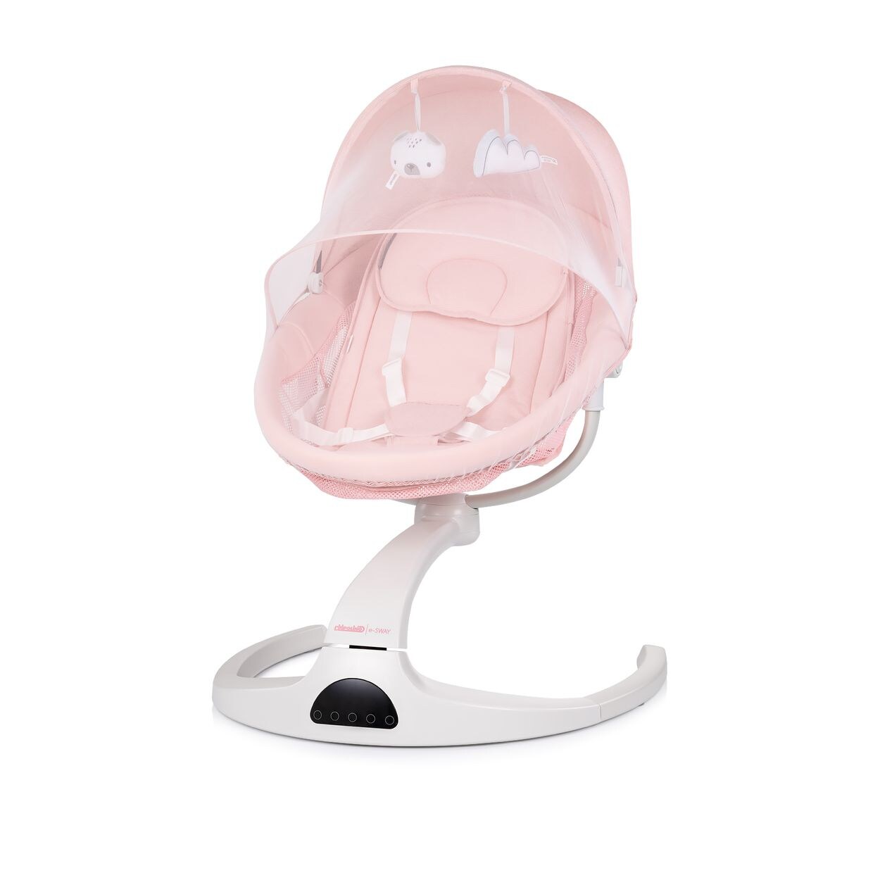 Chipolino Babywippe E-Sway Fernbedienung Musik Bluetooth Plüschtiere Timer Gurt rosa | 03800933001672