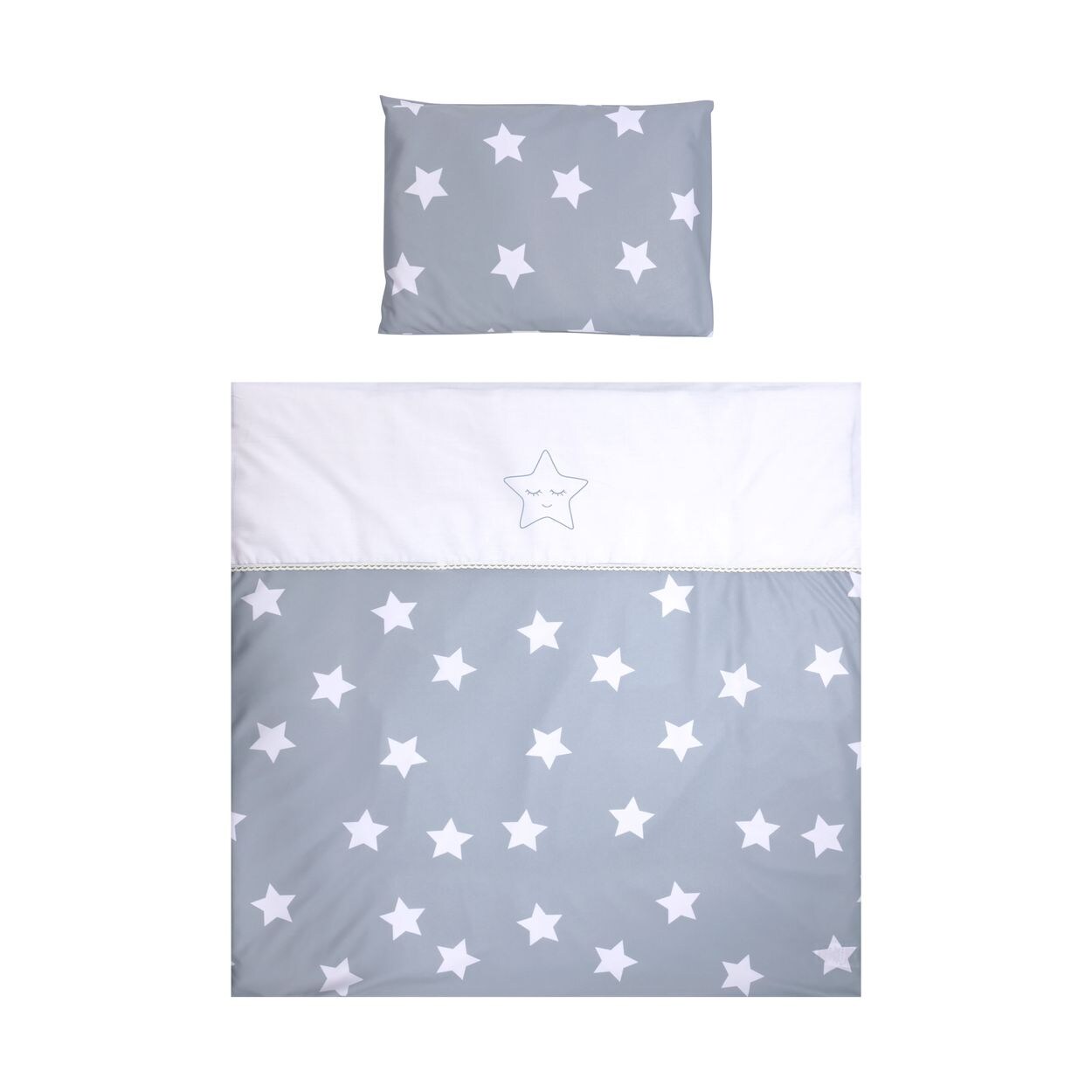 Lorelli Baby-Bettwäsche 7-teiliges Set First Dreams Decke Kissen Laken Himmel grau Sterne