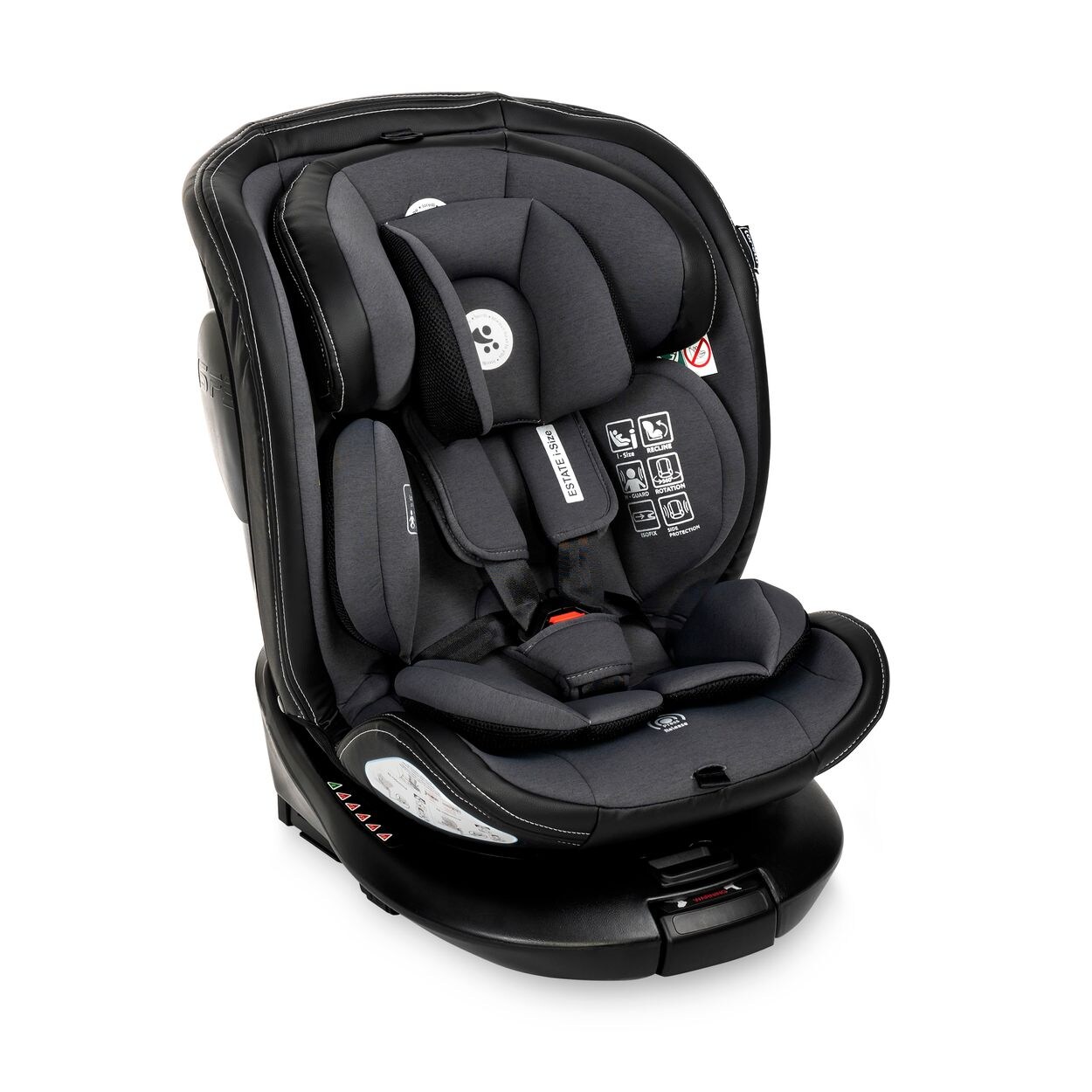 Lorelli Kindersitz Estate i-Size (40-150cm) Isofix, Stützbein, Sitz 360° drehbar dunkelgrau