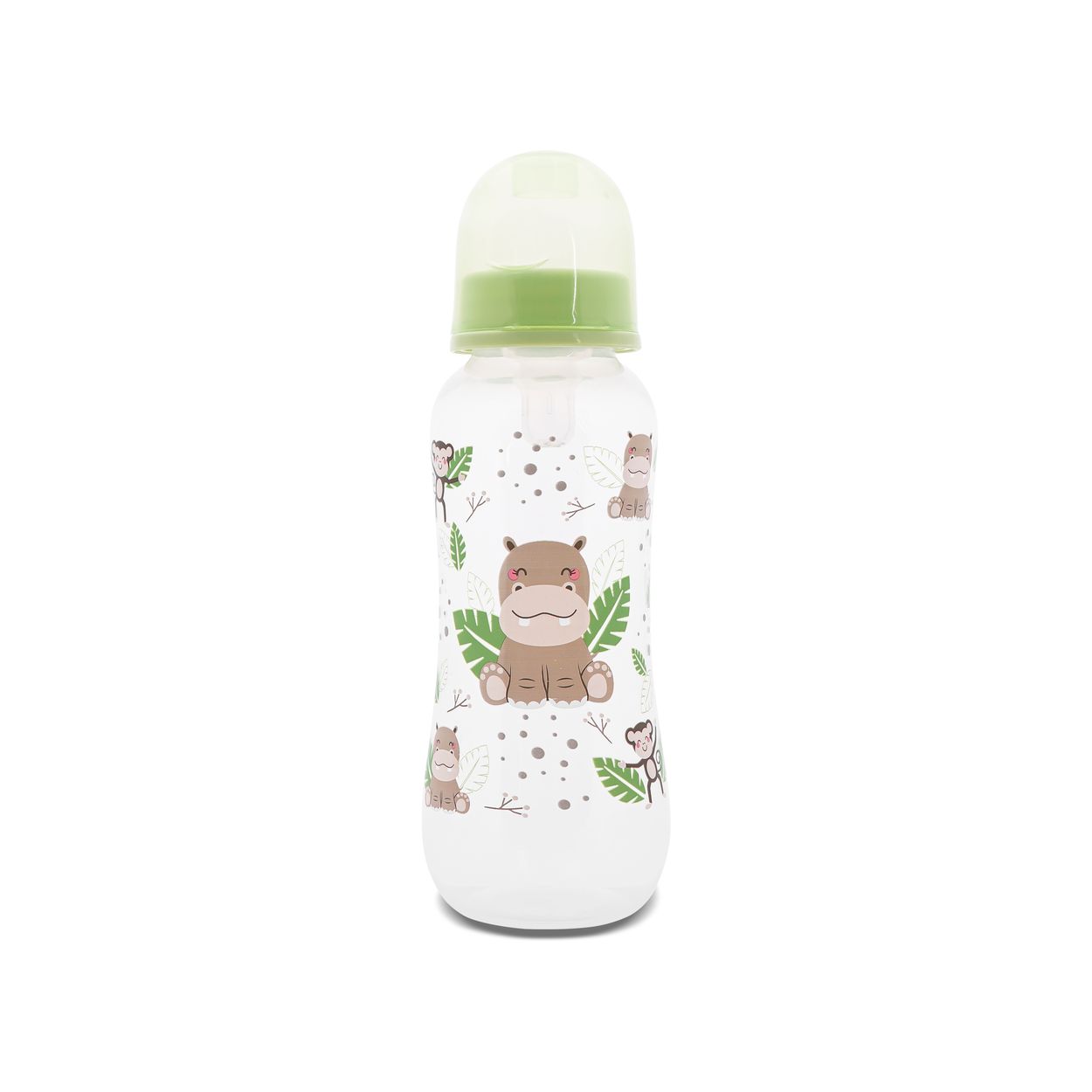 Baby Care Babyflasche 250 ml Tiere Silikonsauger Gr&ouml;&szlig;e 0+ Schutzdeckel ab Geburt gr&uuml;n - Bild 1