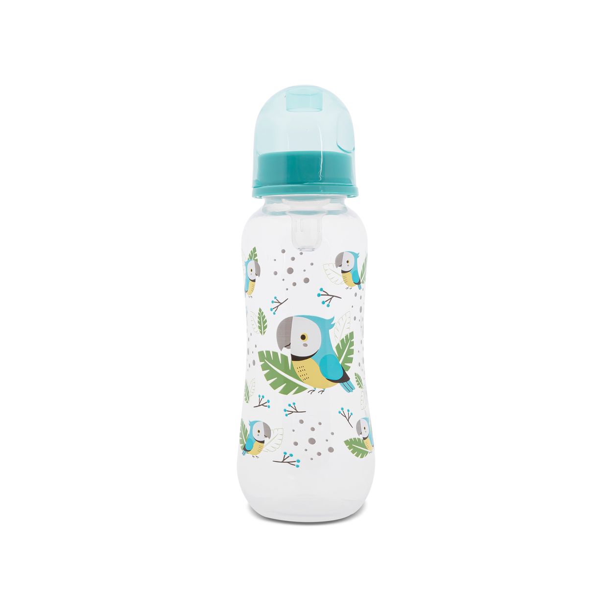Baby Care Babyflasche 250 ml Tiere Silikonsauger Gr&ouml;&szlig;e 0+ Schutzdeckel ab Geburt hellblau - Bild 1