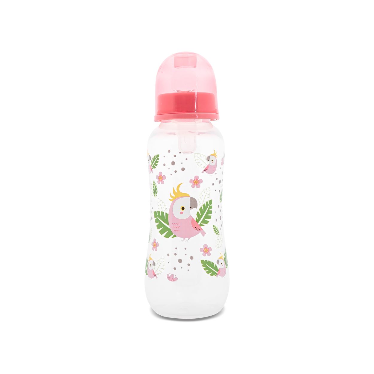 Baby Care Babyflasche 250 ml Tiere Silikonsauger Gr&ouml;&szlig;e 0+ Schutzdeckel ab Geburt pink - Bild 1