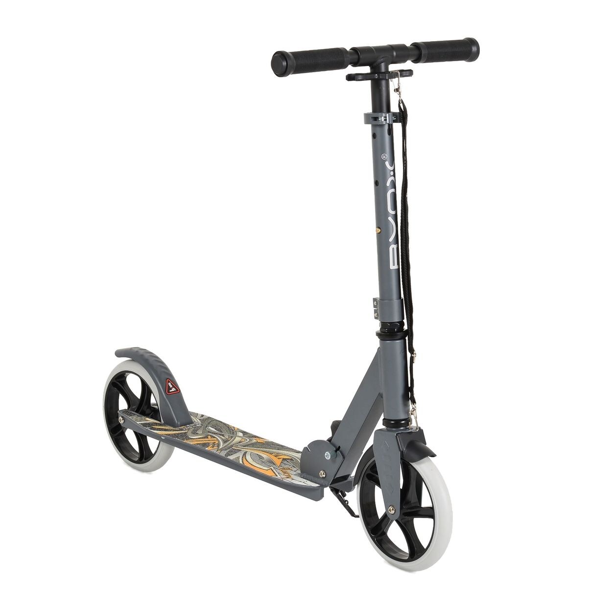 Byox Kinderroller Flurry klappbar, Seitenständer, höhenverstellbar, PU-Räder grau