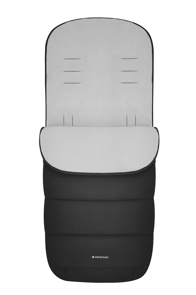 Kikkaboo Fußsack Classic für Kinderwagen Fleece Reißverschluss wasserabweisend schwarz grau