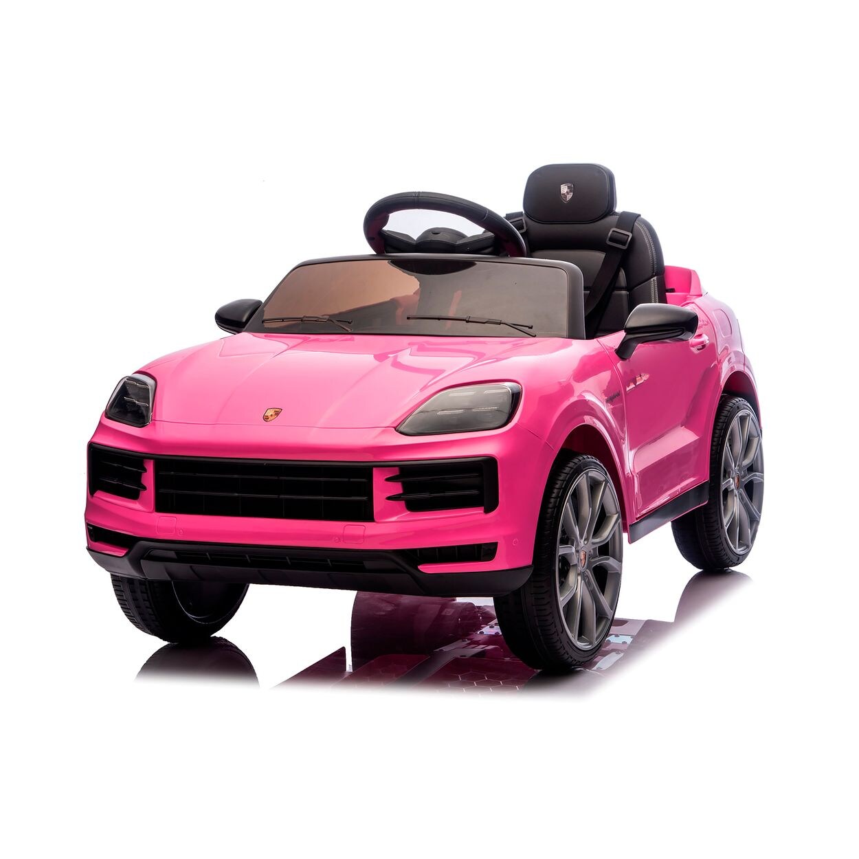Chipolino Kinder Elektroauto Porsche Cayenne Vierradfederung Fernbedienung Gurt rosa - Bild 1