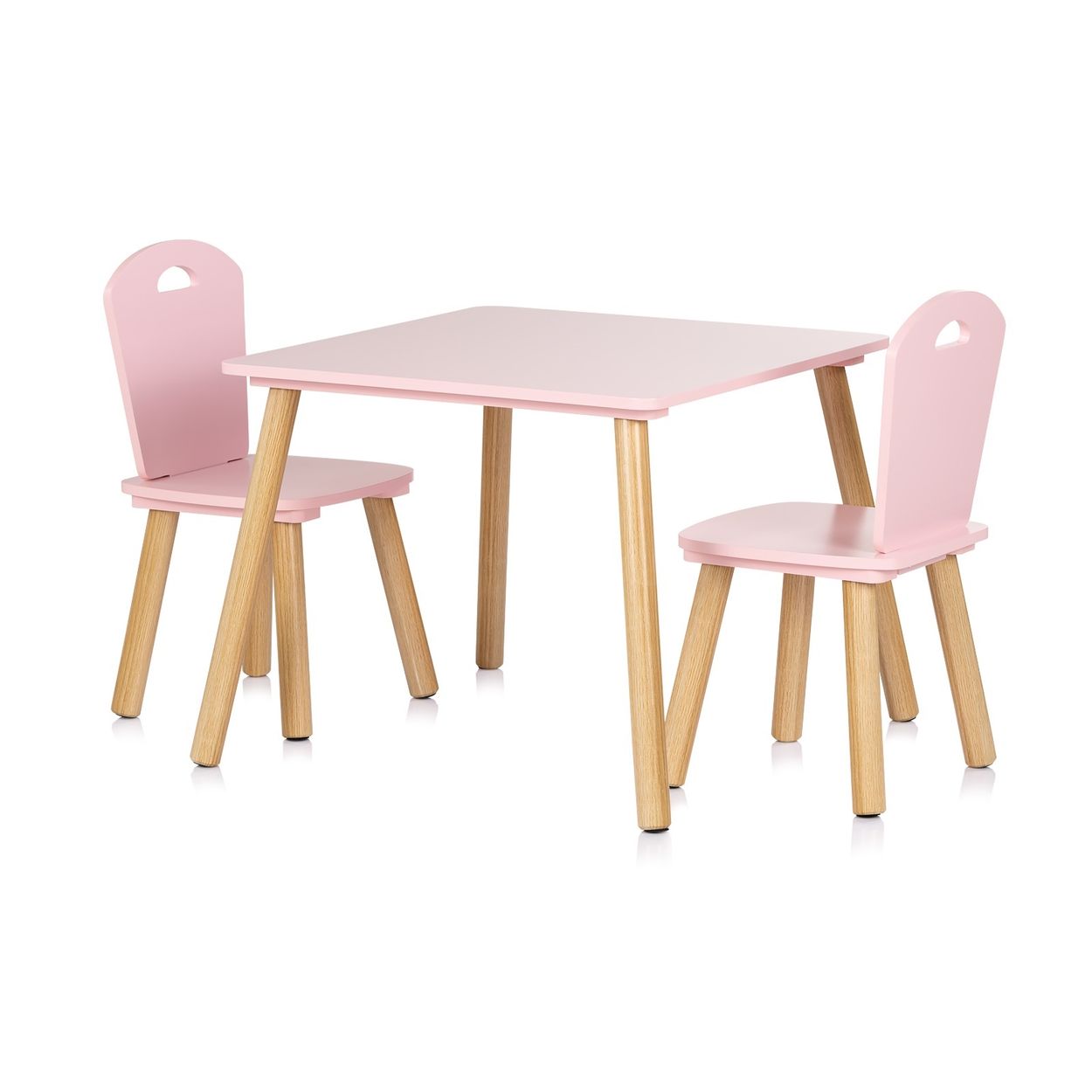 Chipolino Kinder Tischset Holztisch, 2 Holzst&uuml;hle, Kindersitzgruppe, 3-teilig pink - Bild 1