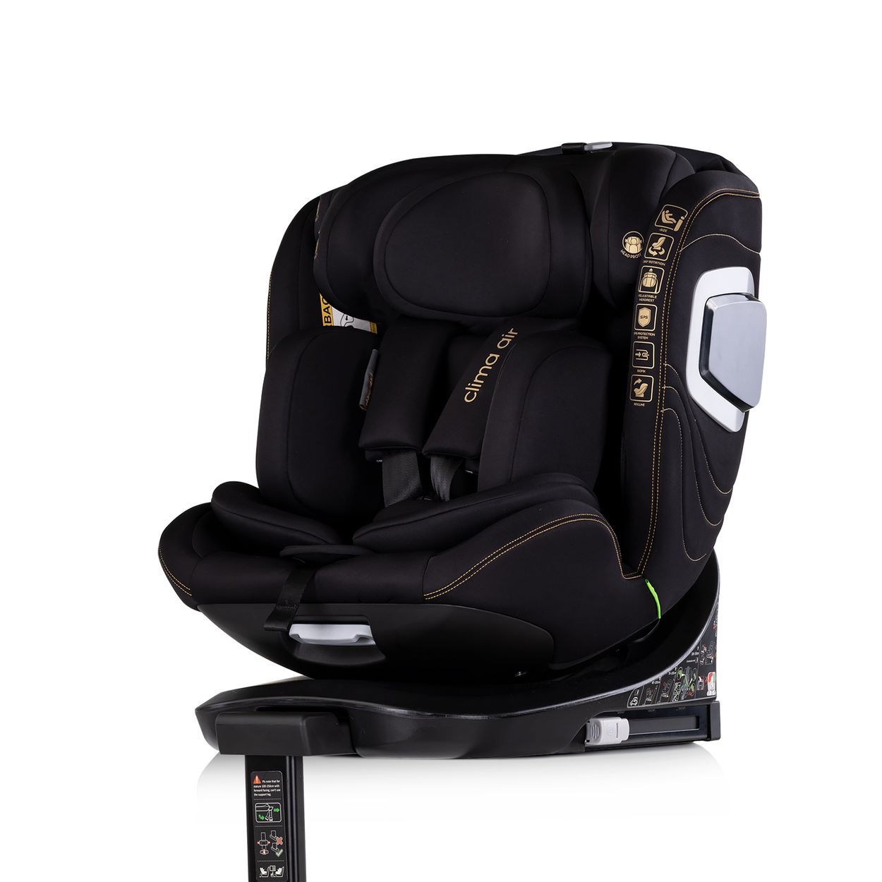 Chipolino Kindersitz Clima Air i-Size (40-150 cm) Isofix L&uuml;ftungs-Heizfunktion schwarz - Bild 1