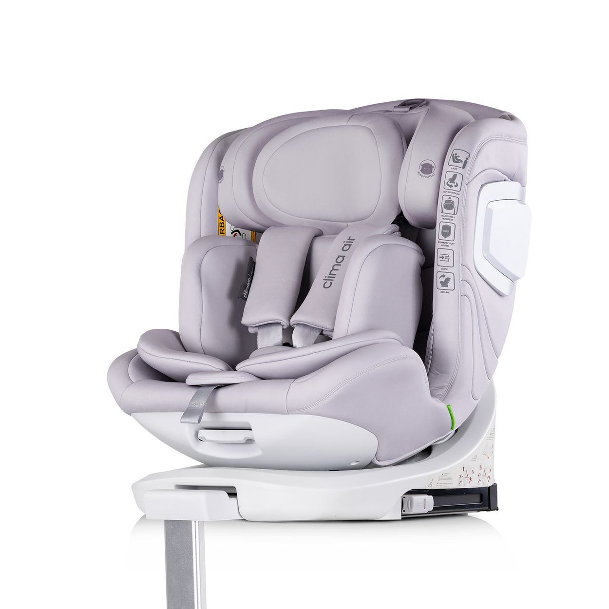 Chipolino Kindersitz Clima Air i-Size (40-150 cm) Isofix L&uuml;ftungs-Heizfunktion hellgrau - Bild 1